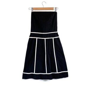 DBY LIMITED VINTAGE STRAPLESS BLACK WHITE MIDI DRESS GIRLY SIZE 1 / 2